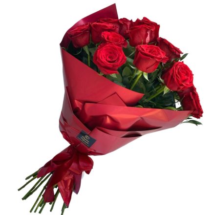 25 szál vörös rózsa díszpapírban