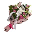 5 szálas liziantusz csokor bagollyal választható színekben