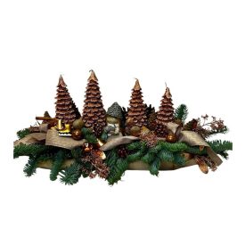 Adventi asztaldísz fa alapon - bronz