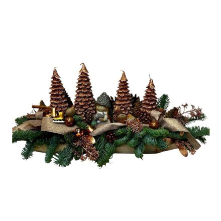 Adventi asztaldísz fa alapon - bronz