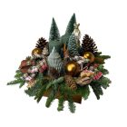 Adventi asztaldísz fa ládikában - barna-zöld