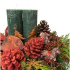 Adventi asztaldísz fa tálban - elő fenyővel, termésekkel