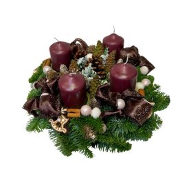 Adventi koszorú fenyő alapon - bordó