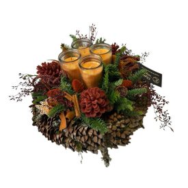 Adventi koszorú toboz alapon, illatgyertyával