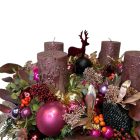 Adventi koszorú vegyes alapon, gömbökkel - bordó 