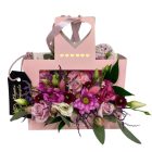 Anyák napi füles virágbox – pink–rózsaszín