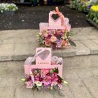 Anyák napi füles virágbox – pink–rózsaszín