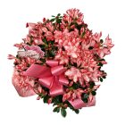 Azálea díszpapírban, anyák napi kártyával - rózsaszín cirmos