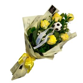   Ballagási csokor 5 szál rózsából betűzővel - választható színekben