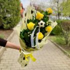 Ballagási csokor 5 szál rózsából betűzővel - választható színekben