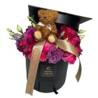 Ballagási kalapos box macis betűzővel - feket-pink