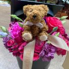 Ballagási kalapos box macis betűzővel - feket-pink