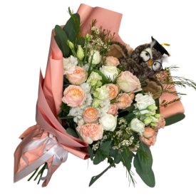 Barack - fehér ballagási csokor