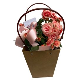 Begónia dísztasakban, betűzővel