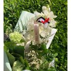 Cimbidiumos ballagási csokor szerencsehozó bambusszal, betűzővel