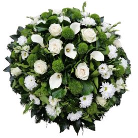 Dombkoszorú 80cm zöld -fehér virágok