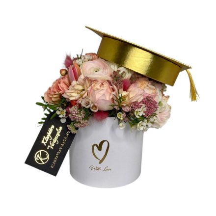 Fehér-arany kalapos ballagási box