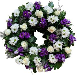 Görög koszorú lilla-fehér 40 cm