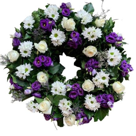 Görög koszorú lilla-fehér 40 cm
