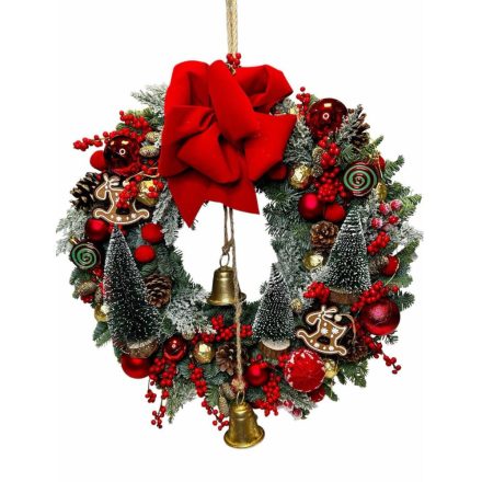 Karácsonyi kopogtató csengettyűvel- piros