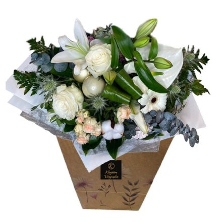 Karácsonyi táskacsokor - fehér