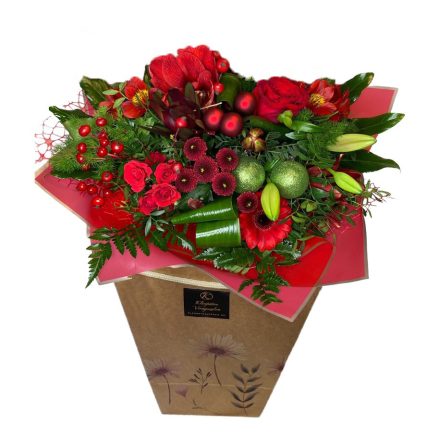 Karácsonyi táskacsokor - piros