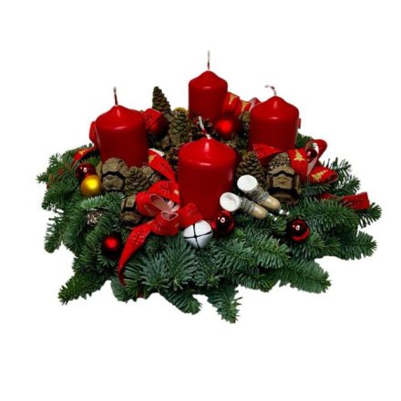 Klasszikus piros adventi koszorú