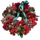 Bordó élő virágos görögkoszorú – 25 cm
