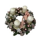 Letisztult, pasztell adventi koszorú, egérkeével