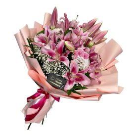 Liliom csokor anyák napi betűzővel 