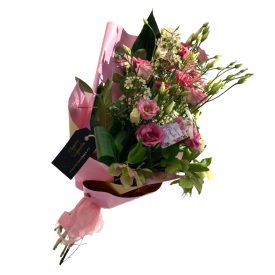 Lizianthus csokor anyák napi betűzővel