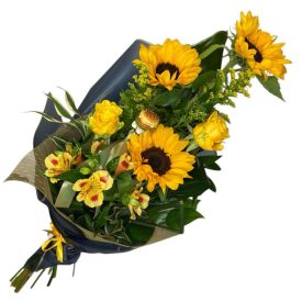 Napraforgós ballagási csokor betűzővel