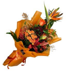 Narancs csokor strelíciával