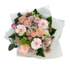 Pasztell táska csokor anyák napi kártyával - rózsaszín, barack