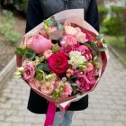 Pink–rózsaszín anyák napi vegyes csokor betűzővel