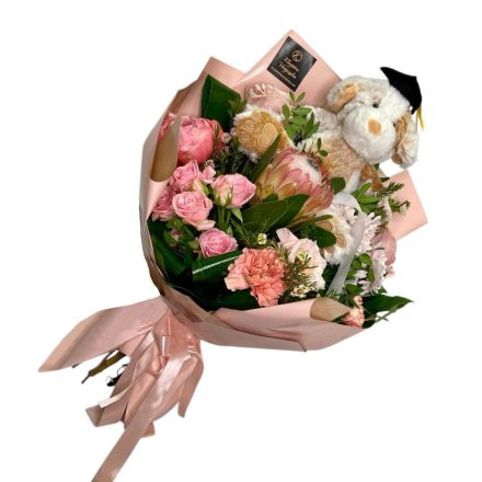 Proteás ballagási csokor kutyussal