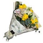 Rózsa csokor alstroemeriával, anyák napi betűzővel - sárga-fehér