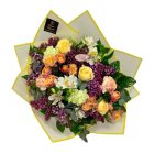 Sárga anyák napi vegyes csokor betűzővel