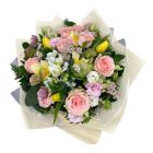 Tavaszi táska csokor anyák napi kártyával - barack, sárga