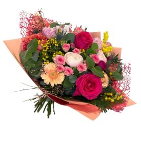 Tavaszi vegyes csokor - pink, rózsaszín, barack