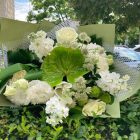 Zöld - fehér körcsokor ballagási szalaggal